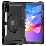 Pachet 360: Husa cu folie integrata pentru Xiaomi Redmi Pad 2 11 inch Shockproof Armor de tip stand, Rotire 360°, Suport Reglabil si Curea de Mana & Umar - negru