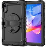 Pachet 360: Husa cu folie integrata pentru Xiaomi Redmi Pad 2 11 inch Shockproof Armor de tip stand, Rotire 360°, Suport Reglabil si Curea de Mana & Umar - negru