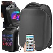 Rucsac LED SmartPack UrbanVision cu Display RGB 64x64, Mesaje Personalizate, Ideal pentru Promovare, Atentionare si Calatorii, Control App, Compartimente Laptop si Tableta, Material Impermeabil, negru