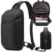 Rucsac Monostrap Sling AeroFlex SoloPack 8L Impermeabil pentru, Design Ergonomic, Ultra Ușor, Compartiment Protejat, Spate Ventilat, pentru Calatorii / Job / Scoala – Negru