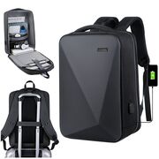 Rucsac UrbanSafe Pro 15.6" pentru laptop / tableta cu Sistem Anti-Furt, Port USB si Design Geometric Impermeabil – Alegerea Ideala pentru Oraa, Calatorii sau Birou - negru