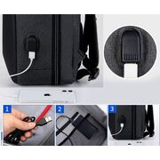 Rucsac UrbanSafe Pro 15.6" pentru laptop / tableta cu Sistem Anti-Furt, Port USB si Design Geometric Impermeabil – Alegerea Ideala pentru Oraa, Calatorii sau Birou - negru