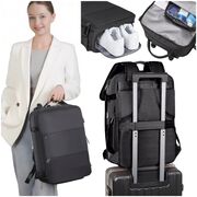 Rucsac de Laptop 15.6" SmartJet Pro Cabin Backpack 27L, Antifurt, Compartiment Pantofi, Prindere pe Troller, Waterproof -  Negru