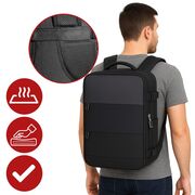 Rucsac de Laptop 15.6" SmartJet Pro Cabin Backpack 27L, Antifurt, Compartiment Pantofi, Prindere pe Troller, Waterproof -  Negru