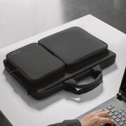 Geantă Business pentru Laptop 15.6"-16", cu 4 Compartimente, Curea de Umăr Reglabilă și Mâner, Protecție Plusată, Design Elegant – Compatibilă cu MacBook, Lenovo, ASUS, Dell, HP, negru