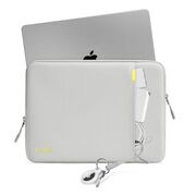 Husă Premium Laptop 13–14” cu Protecție Triplă, Compartiment Accesorii și Design Slim – Compatibilă cu MacBook, ASUS, Lenovo, HP, Dell, gri