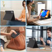 Husa pentru Lenovo Idea Tab 11 inch 2025 cu tastatura iluminata wireless detasabila RGB 7 lights, Bluetooth, USB Type-C, functie stand si slot stylus, negru