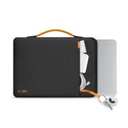 Geantă Elegantă cu Protecție Sporită pentru Laptop 15.6"-16", Cu Mânere din Piele, Buzunar Frontal și Suport AirTag – Ideală pentru Transport Business și Urban, negru