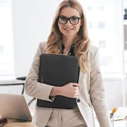 Husă Laptop 15-16” Sleeve Elegance – Design Slim din Piele Ecologică, Căptușeală Fleece, Protecție Premium, Compatibilă MacBook, Lenovo, ASUS, Dell, HP, negru