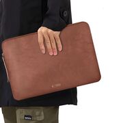 Husă Laptop 15-16” Sleeve Elegance – Design Slim din Piele Ecologică, Căptușeală Fleece, Protecție Premium, Compatibilă MacBook, Lenovo, ASUS, Dell, HP, maro