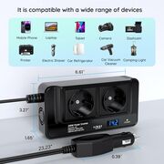 Invertor Tensiune Auto 12 / 24V VoltStation 200W adaptor priza bricheta auto – 2 x Prize AC 220V, 2 x USB-A, 1 x Type-C, Ventilator Silentios, Afișaj Digital, Negru