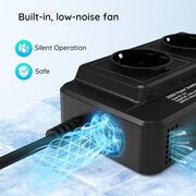 Invertor Tensiune Auto 12 / 24V VoltStation 200W adaptor priza bricheta auto – 2 x Prize AC 220V, 2 x USB-A, 1 x Type-C, Ventilator Silentios, Afișaj Digital, Negru