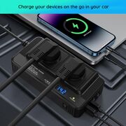 Invertor Tensiune Auto 12 / 24V VoltStation 200W adaptor priza bricheta auto – 2 x Prize AC 220V, 2 x USB-A, 1 x Type-C, Ventilator Silentios, Afișaj Digital, Negru