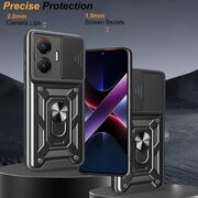 Husa pentru  Poco F7 Ring Armor Kickstand Tough Rugged Cover cu protectie camera, Negru