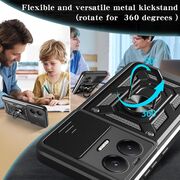 Husa pentru  Poco F7 Ring Armor Kickstand Tough Rugged Cover cu protectie camera, Negru