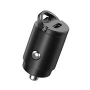 Incarcator Auto MiniCharge PD 30W – 1 x USB-C Fast Charge, Design Ultra Compact din Aluminiu, Pull Ring - Negru
