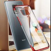 Husa Clear Color TPU Gel Electroplating Frame pentru Xiaomi RedMi Note 9 (rosu)