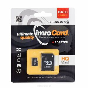 Card de memorie Imro Micro SD HC 64 GB Clasa 10 + Adaptor SD