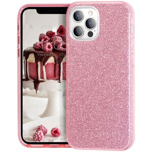 Husa pentru iPhone 12 / 12 Pro Glitter 3 in 1, pink