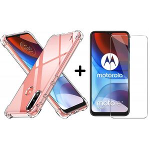 Pachet 360: Folie din sticla + husa pentru Motorola Moto E7 Power Anti-Shock 1.5mm, transparent