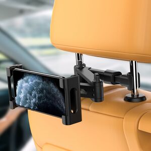 Suport de tetiera pentru tableta si telefon T1 Pro, ajustabil, rotire 360 grade, Negru