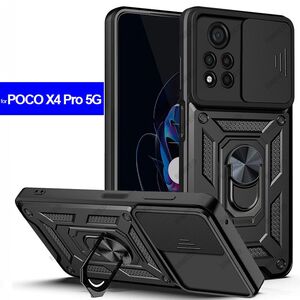 Husa pentru Xiaomi Poco X4 Pro 5G cu inel Ring Armor Kickstand Tough, protectie camera (negru)