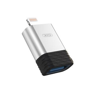 Adaptor OTG de la USB catre Lightning XO NB186, argintiu-negru