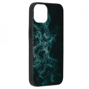 Husa iphone 13 cu sticla securizata, techsuit glaze - blue nebula