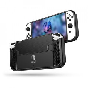 Husa Nintendo Switch Oled, carbon silicone - negru