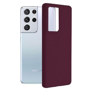 Husa samsung galaxy s21 ultra din silicon moale, techsuit soft edge - plum violet