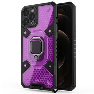 Husa iphone 12 pro cu inel, techsuit honeycomb - rose-violet