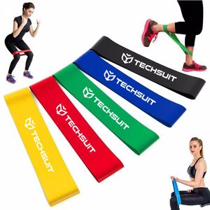 Set antrenament Techsuit, 5 benzi elastice fitness, yoga, pilates, aerobic, exercitii fizice