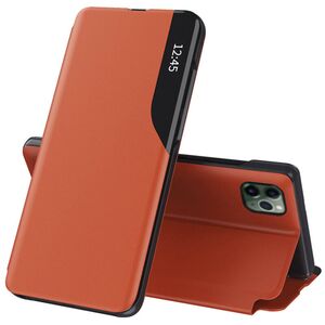 Husa iPhone 12 Pro Max Eco Leather View Flip Tip Carte - Portocaliu