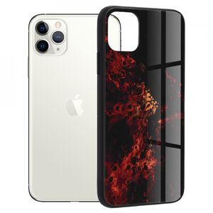 Husa iphone 11 pro max cu sticla securizata, techsuit glaze - red nebula