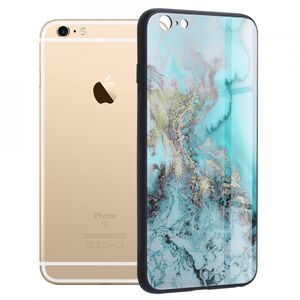 Husa iphone 6 plus cu sticla securizata, techsuit glaze - blue ocean
