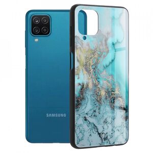 Husa samsung galaxy a12 cu sticla securizata, techsuit glaze - blue ocean