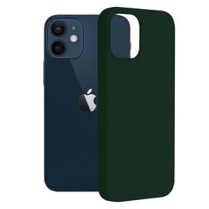 Husa iphone 12 mini din silicon moale, techsuit soft edge - dark green