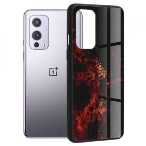 Husa oneplus 9 cu sticla securizata, techsuit glaze - red nebula