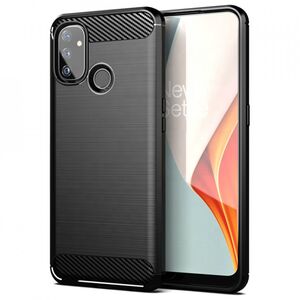 Husa oneplus nord n100 5g, carbon silicone, techsuit - negru