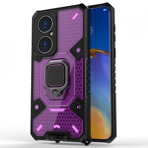 Husa huawei p50 pro cu inel, techsuit honeycomb - rose-violet