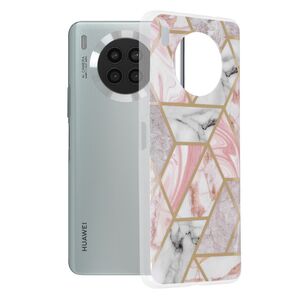 Husa huawei nova 8i marble series, techsuit - pink hex