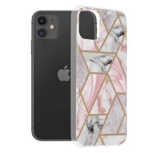 Husa iphone 11 marble series, techsuit - pink hex