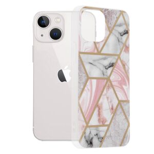 Husa iphone 13 mini marble series, techsuit - pink hex