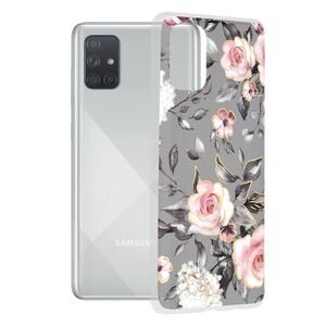 Husa samsung galaxy a71 4g marble series, techsuit - bloom of ruth gray