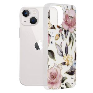 Husa iphone 13 mini marble series, techsuit - chloe white