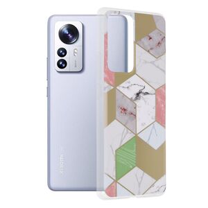 Husa xiaomi 12 pro marble series, techsuit - purple hex