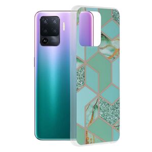 Husa oppo reno 5 lite / a94 4g / f19 pro marble series, techsuit - green hex