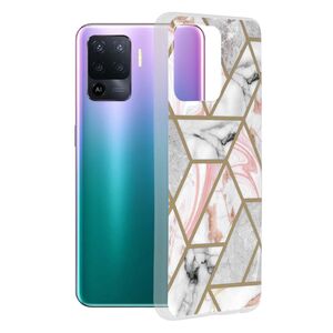 Husa oppo reno 5 lite / a94 4g / f19 pro marble series, techsuit - pink hex