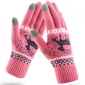 Manusi touchscreen dama Reindeer, lana, roz inchis, ST0002