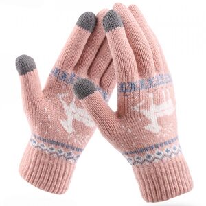 Manusi touchscreen dama Reindeer, lana, roz deschis, ST0002
